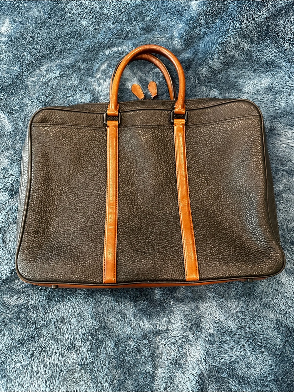 Coach Metropolitan Double Zip Leather Briefcase 23791 Brown Tan Laptop Bag